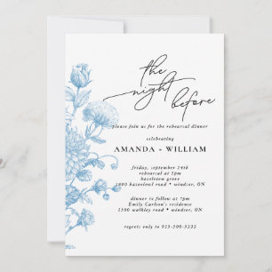 Floral Sketch Rehearsal Dinner Invitation