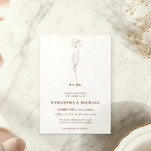 Floral Sketch Terracotta Indie Botanical we do Invitation