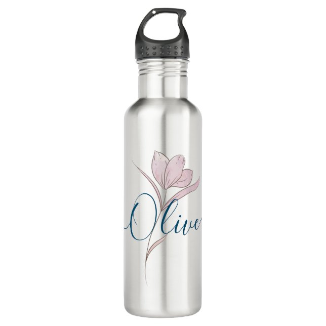 Floral Sketch watercolor Personalised  710 Ml Water Bottle (Front)