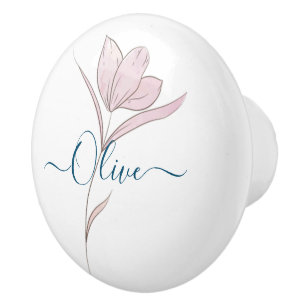 Floral Sketch watercolor Personalised Ceramic Knob