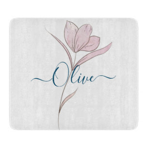 Floral Sketch watercolor Personalised Cutting Board