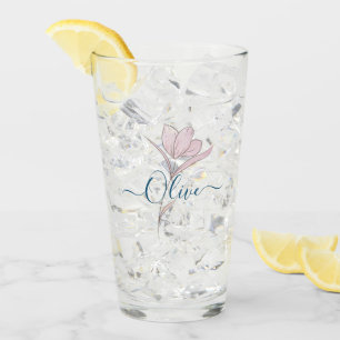 Floral Sketch watercolor Personalised Glass