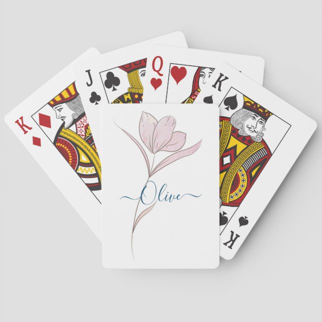 Floral Sketch watercolor Personalised  Playing Cards (Back)