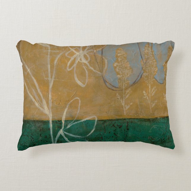 Floral Sketch with Wildflower and Plants Decorative Cushion (Front)