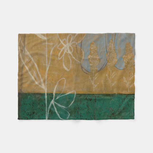 Floral Sketch with Wildflower and Plants Fleece Blanket (Front (Horizontal))
