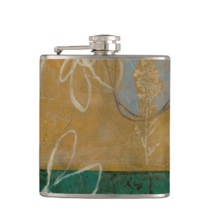 Floral Sketch with Wildflower and Plants Hip Flask