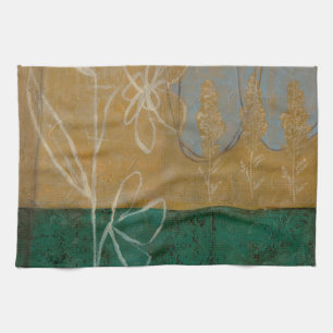 Floral Sketch with Wildflower and Plants Tea Towel