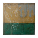 Floral Sketch with Wildflower and Plants Tile<br><div class="desc">A lot is going on in this painting by Jennifer Goldberger. A floral sketch takes centre stage,  and small trees make up the background. Fans of Eugene Delacroix and Edward Hopper may want to purchase this piece!</div>