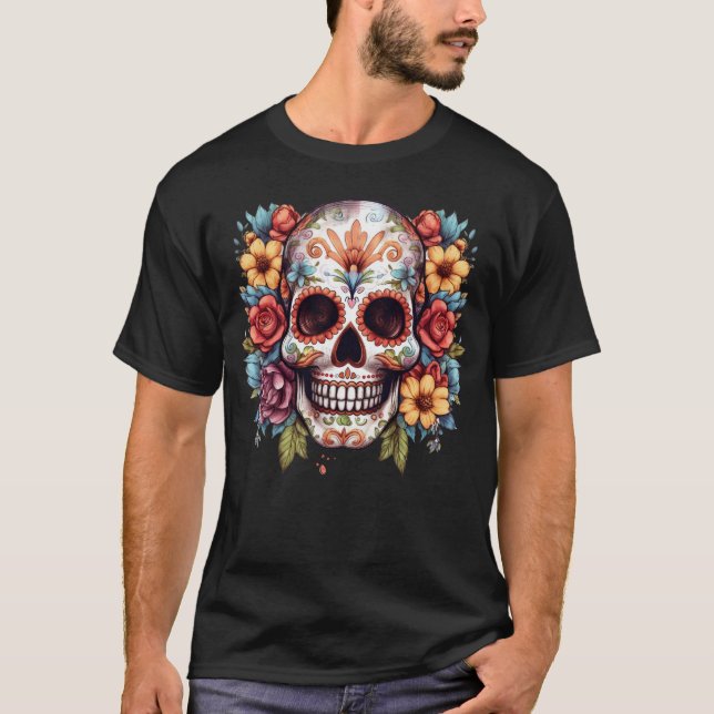 Floral Skull 10 T-Shirt (Front)