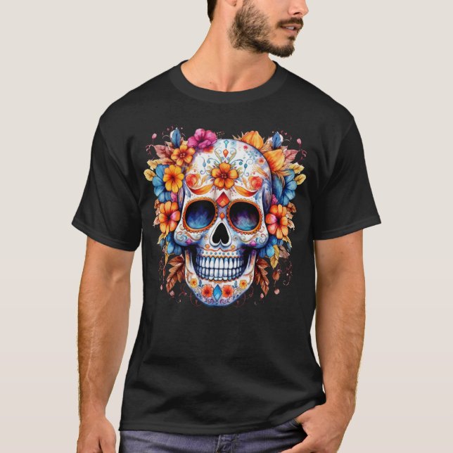 Floral Skull 12 T-Shirt (Front)