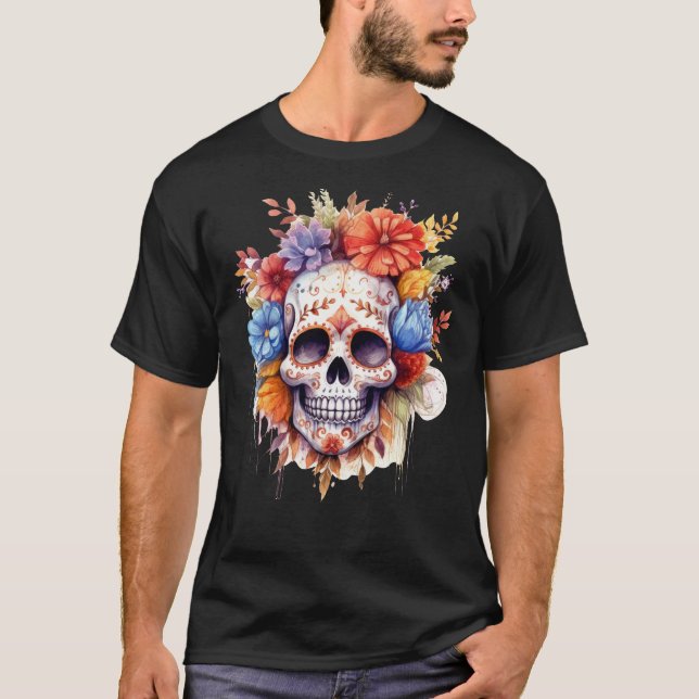 Floral Skull 4 T-Shirt (Front)
