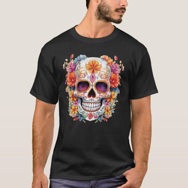 Floral Skull 6 T-Shirt (Front)