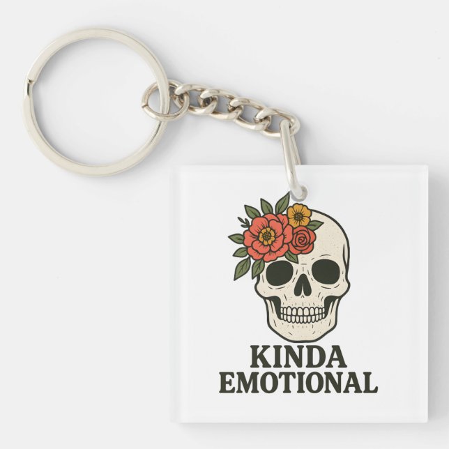 Floral Skull Aesthetic with Soft Emotional Touch Key Ring (Front)