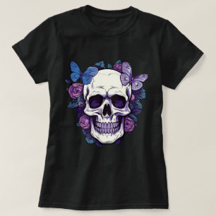 Floral Skull and Butterfly T-Shirt