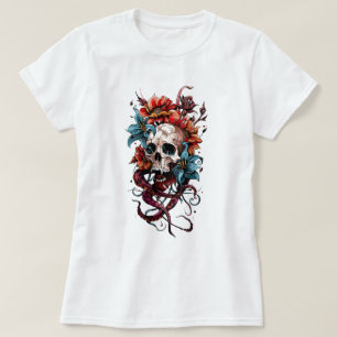 Floral Skull and Octopus T-Shirt