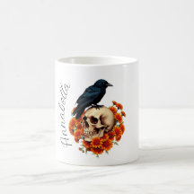 Floral Skull and Raven Personalised Name