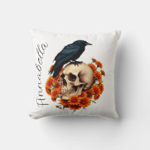 Floral Skull and Raven Personalised Name