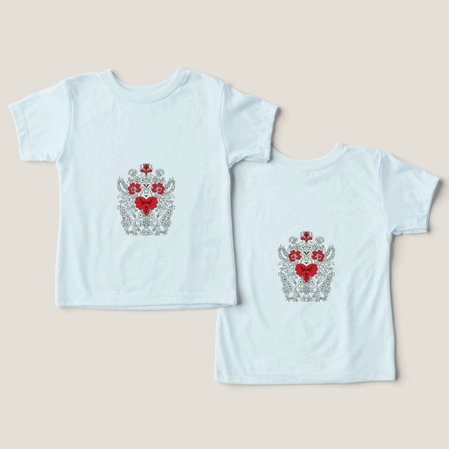 Floral Skull Art • Bold Gothic Folk Design (Design Front & Back)