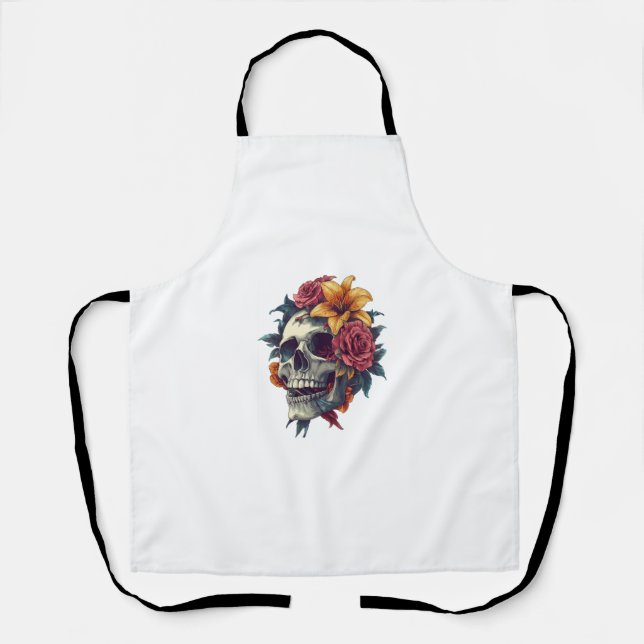 Floral Skull Bloom Apron (Front)
