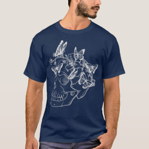Floral Skull Butterflies Lilies Skull Flowers Hipp T-Shirt