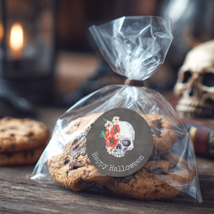  Floral Skull Classic Round Sticker