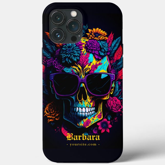 Floral Skull Colourful Retro Stylish Tattoo Artist Case-Mate iPhone Case (Back)