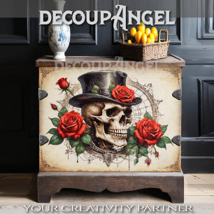 Floral Skull Dark Elegance Tissue Paper