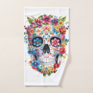 Floral Skull Design Hand Towel