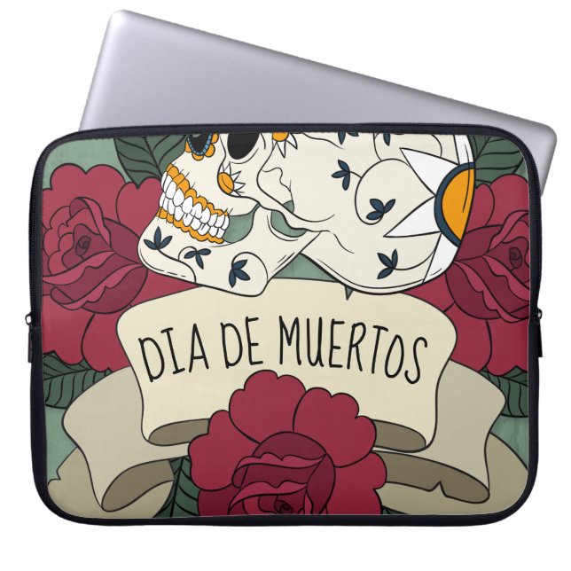 Floral Skull Dia de los Muertos | Laptop Sleeve (Front)