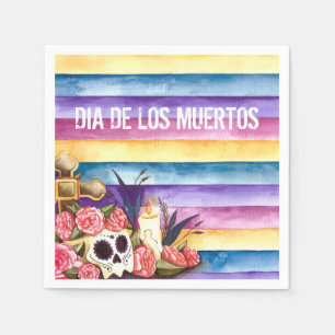 Floral Skull Dia de los Muertos Napkin
