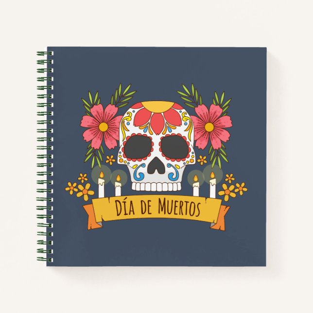 Floral Skull Dia de los Muertos | Notebook (Front)