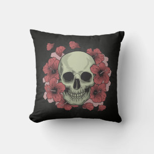 Floral Skull Dia de los Muertos   Throw Pillow