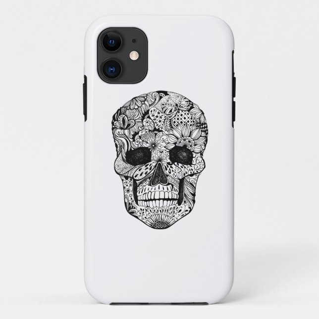 Floral Skull Doodle Case-Mate iPhone Case (Back)