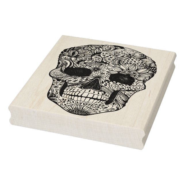 Floral Skull Doodle Rubber Stamp (Stamp)