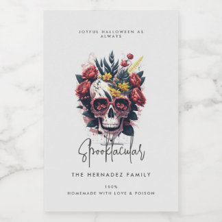 Floral Skull Faboolous Spooktacular Family Name Food Label