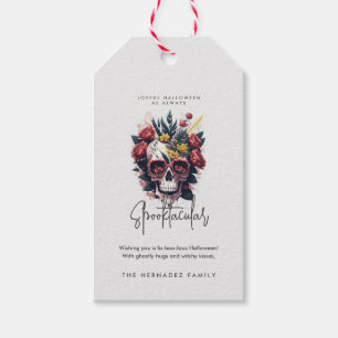Floral Skull Faboolous Spooktacular Family Name Gift Tags