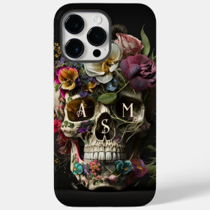 Floral Skull Goth Pagan Monogram Initials Case-Mate iPhone 14 Pro Max Case