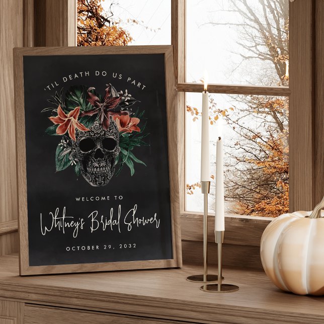 Floral Skull Halloween Bridal Shower Welcome Sign (Creator Uploaded)