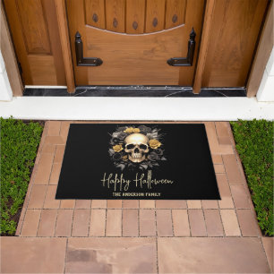 Floral Skull Halloween Doormat
