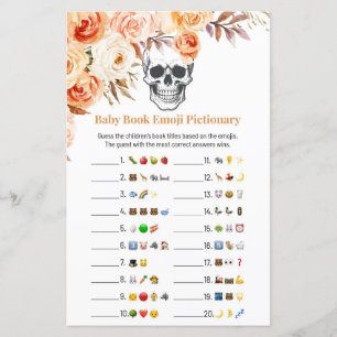 Floral Skull Halloween Emoji Pictionary Game