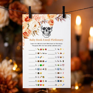 Floral Skull Halloween Emoji Pictionary Game