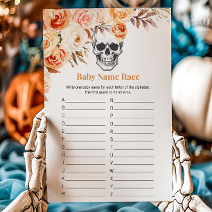Floral Skull Halloween Gothic Baby Name Race Game