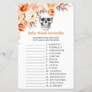 Floral Skull Halloween Gothic Word Scramble Game