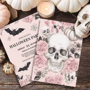 Floral Skull Halloween Invitation