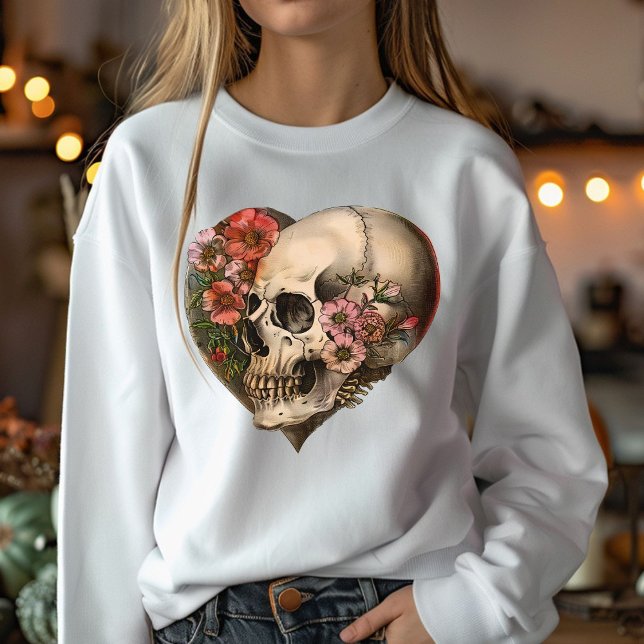 Floral Skull Heart Design Sweatshirt (Creator Uploaded)
