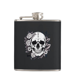 Floral Skull Hip Flask