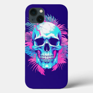 Floral Skull in Vaporwave Style iPhone 13 Case