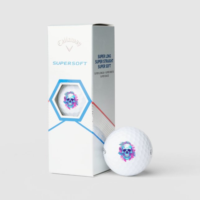 Floral Skull in Vaporwave Style Golf Balls (Packaging)