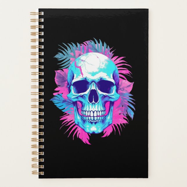 Floral Skull in Vaporwave Style Planner (Front)
