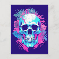 Floral Skull in Vaporwave Style